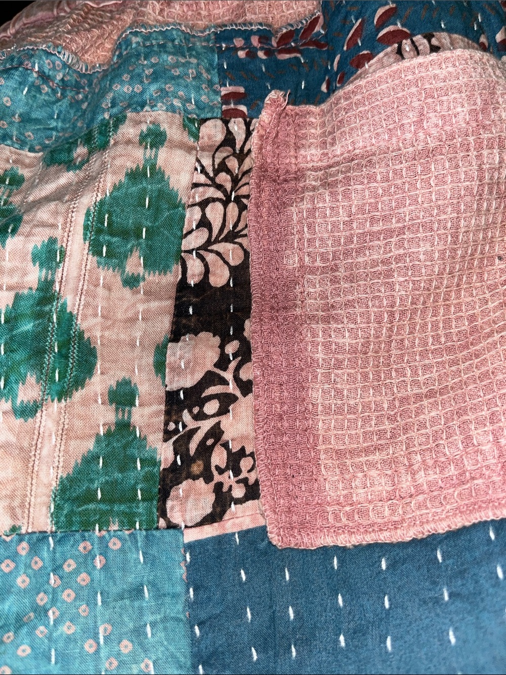 POL L Relaxed Patchwork Wide-Leg Pants in Dusty Pink - Picture 7 of 8